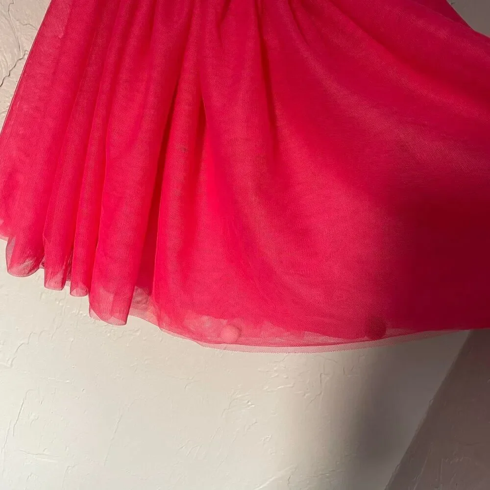 Kid's Gymboree Pink tutu tulle Skirt with Pom Poms size 12